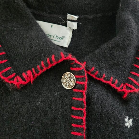 Vintage Coldwater Creek Ugly Christmas Sweater Vest Cardigan Size S Snowmen - Picture 2 of 7